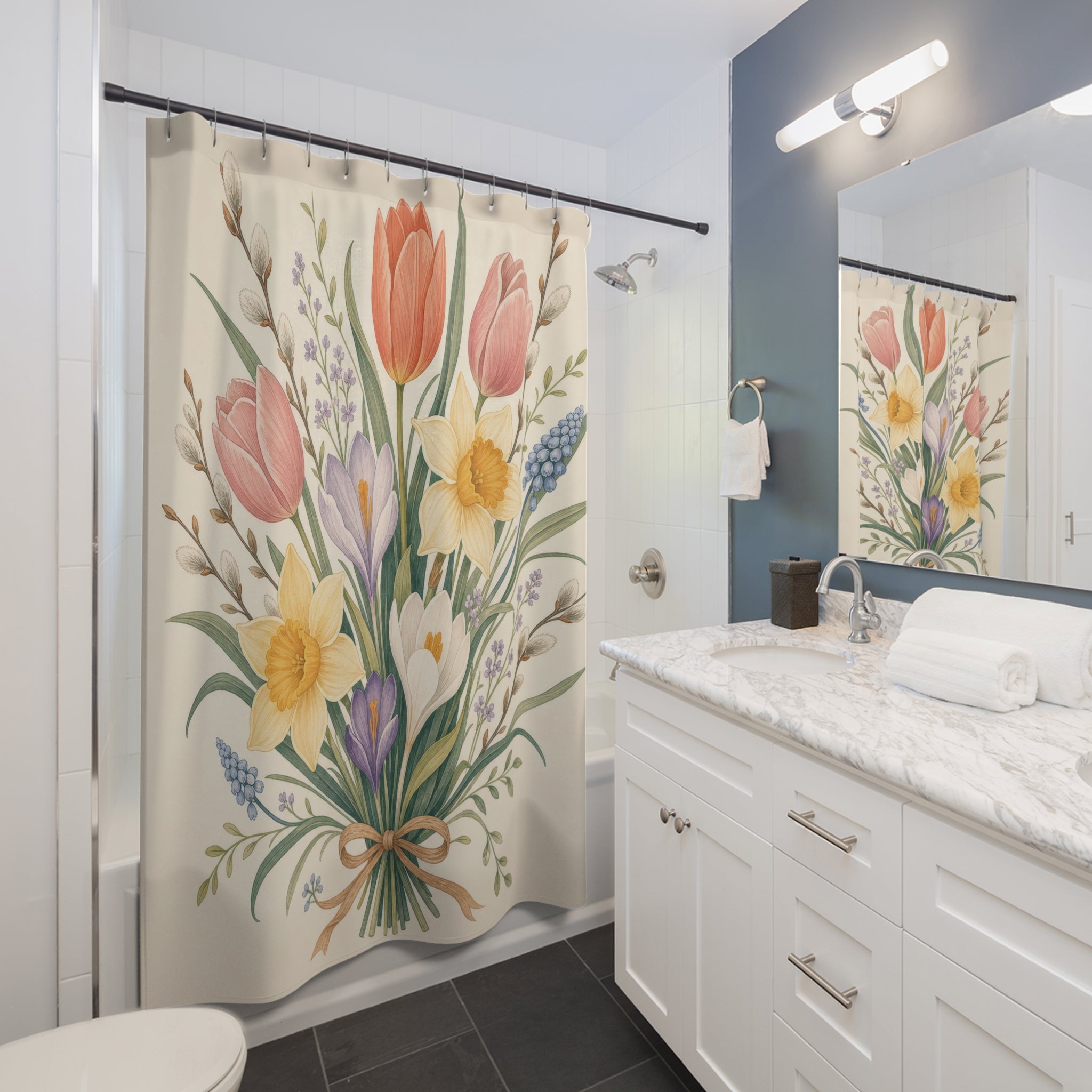 Spring Floral Flower Shower Curtain
