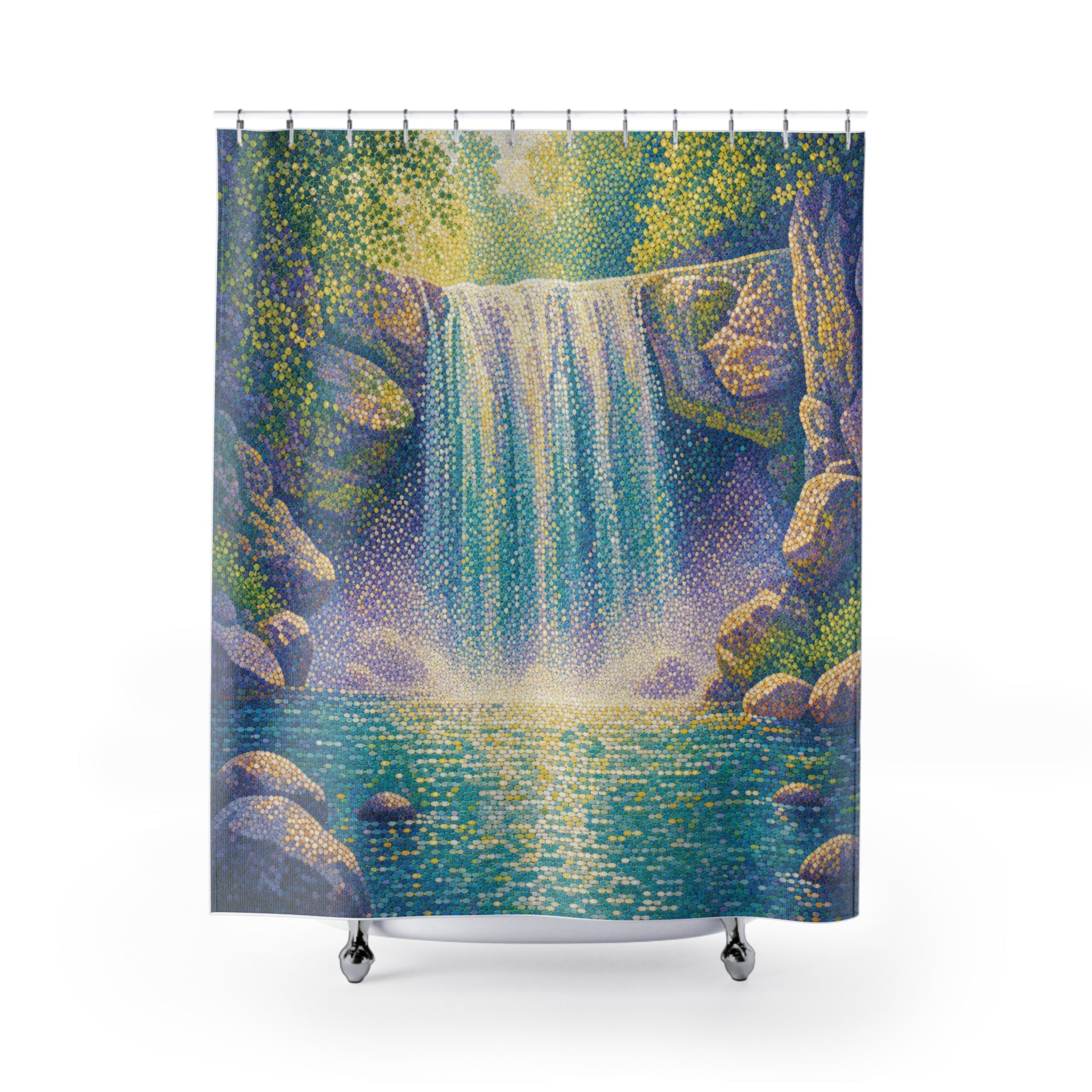 Pointillist Color Landscape Print Shower Curtain