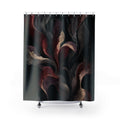 Dark Floral Shower Curtain, Black Burgundy Bath Decor, Moody Botanical Flower Pattern, Red Gray Bathroom Decor, Romantic Gothic Style