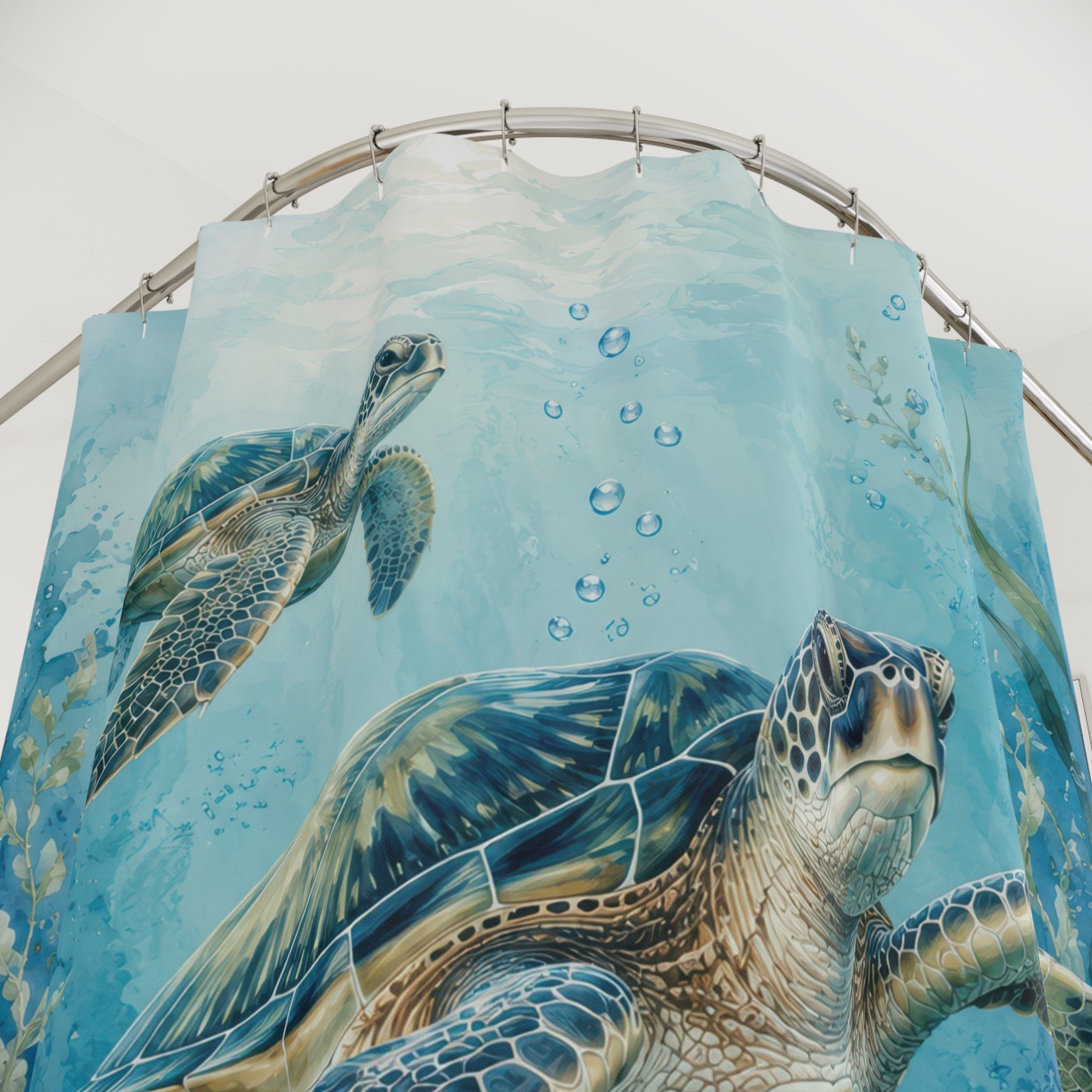 Sea Turtle Shower Curtain: Blue Green Ocean