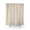Light Beige Border Shower Curtain, Ivory Botanical Frame Bath Decor, Cream Oatmeal Neutral Pattern, Elegant Guest Bathroom Style Decor