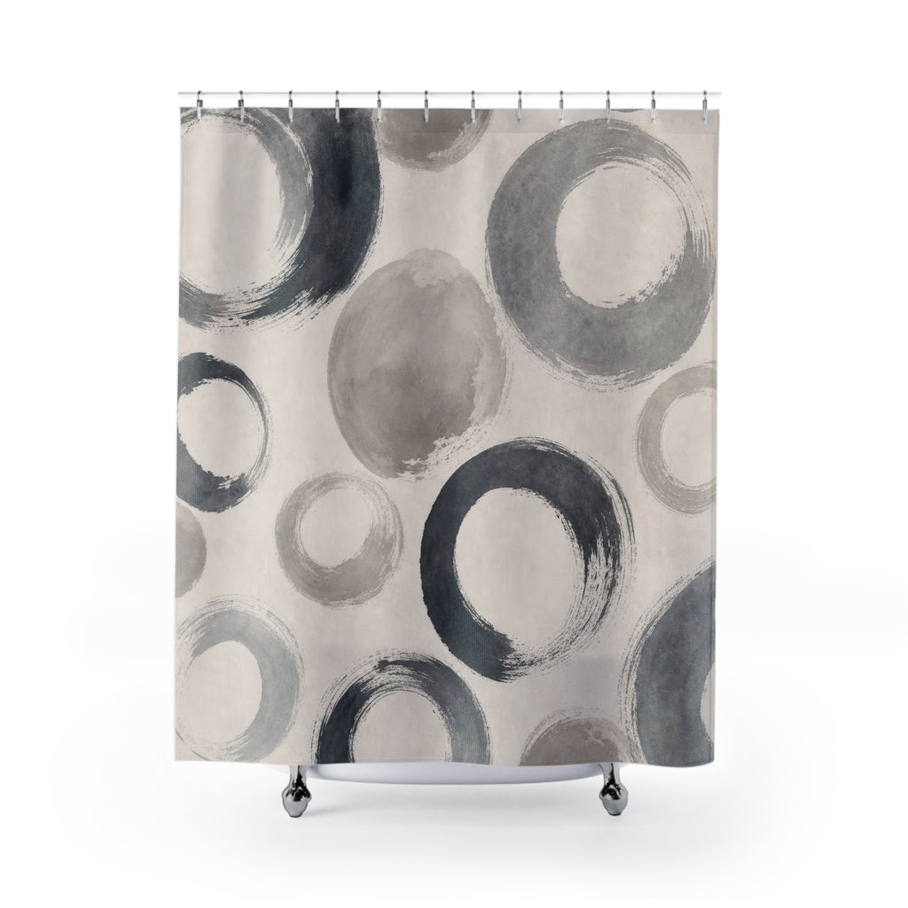 Grey Black Circle Shower Curtain