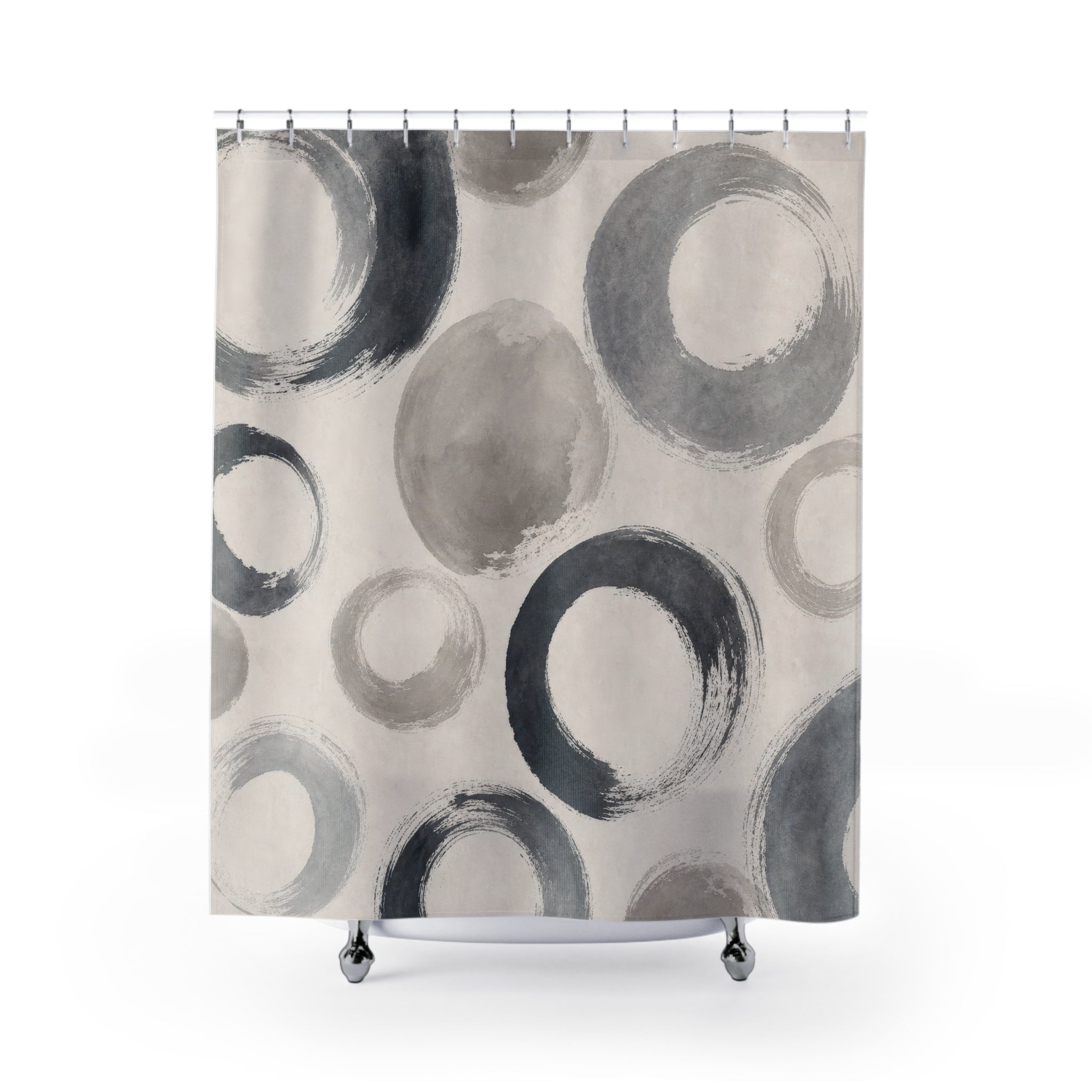 Grey Black Circle Shower Curtain