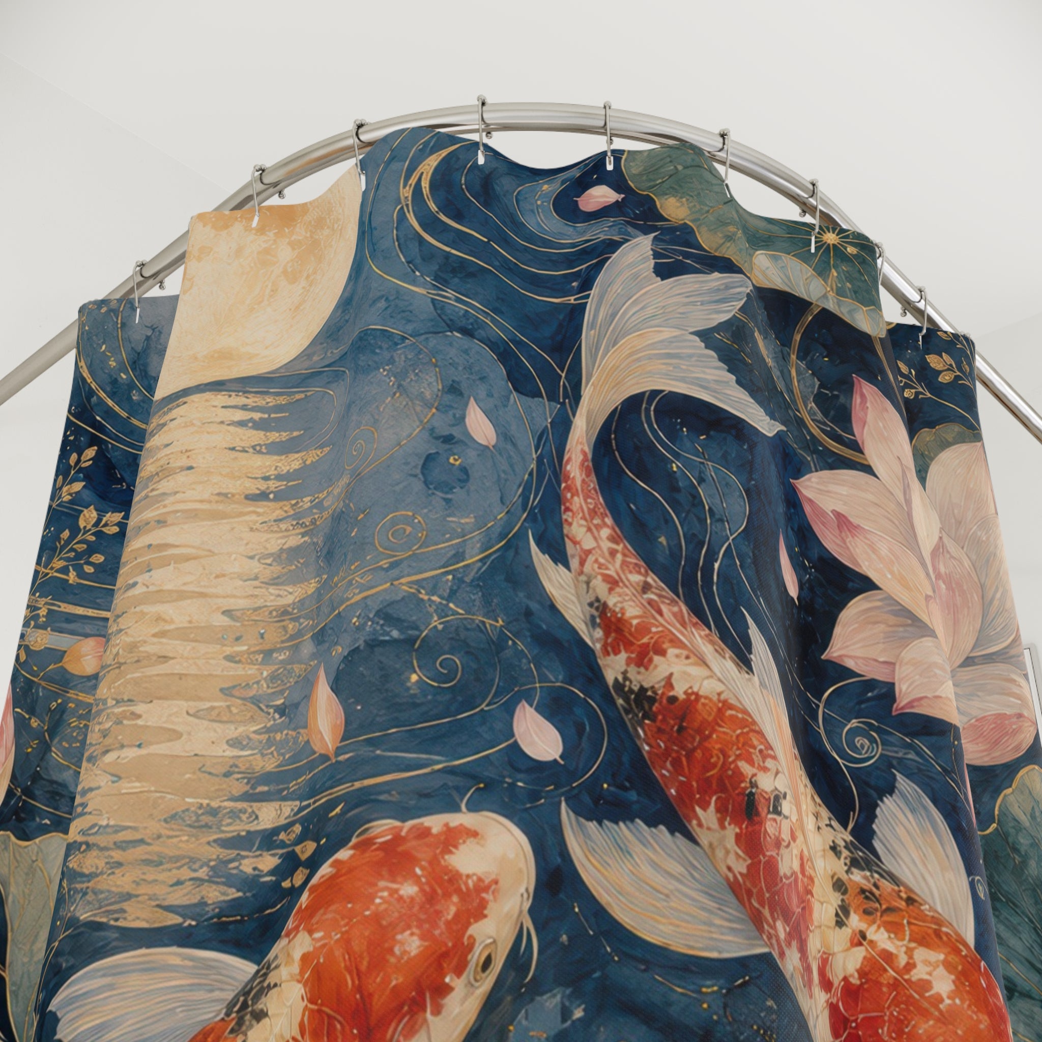 Koi Moon Water Garden Shower Curtain