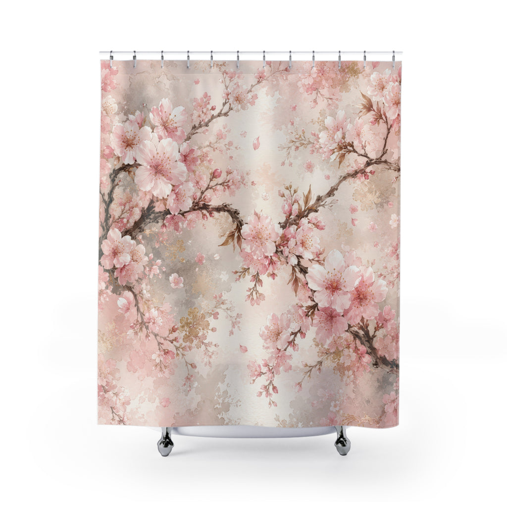 Pink Cherry Blossom Shower Curtain