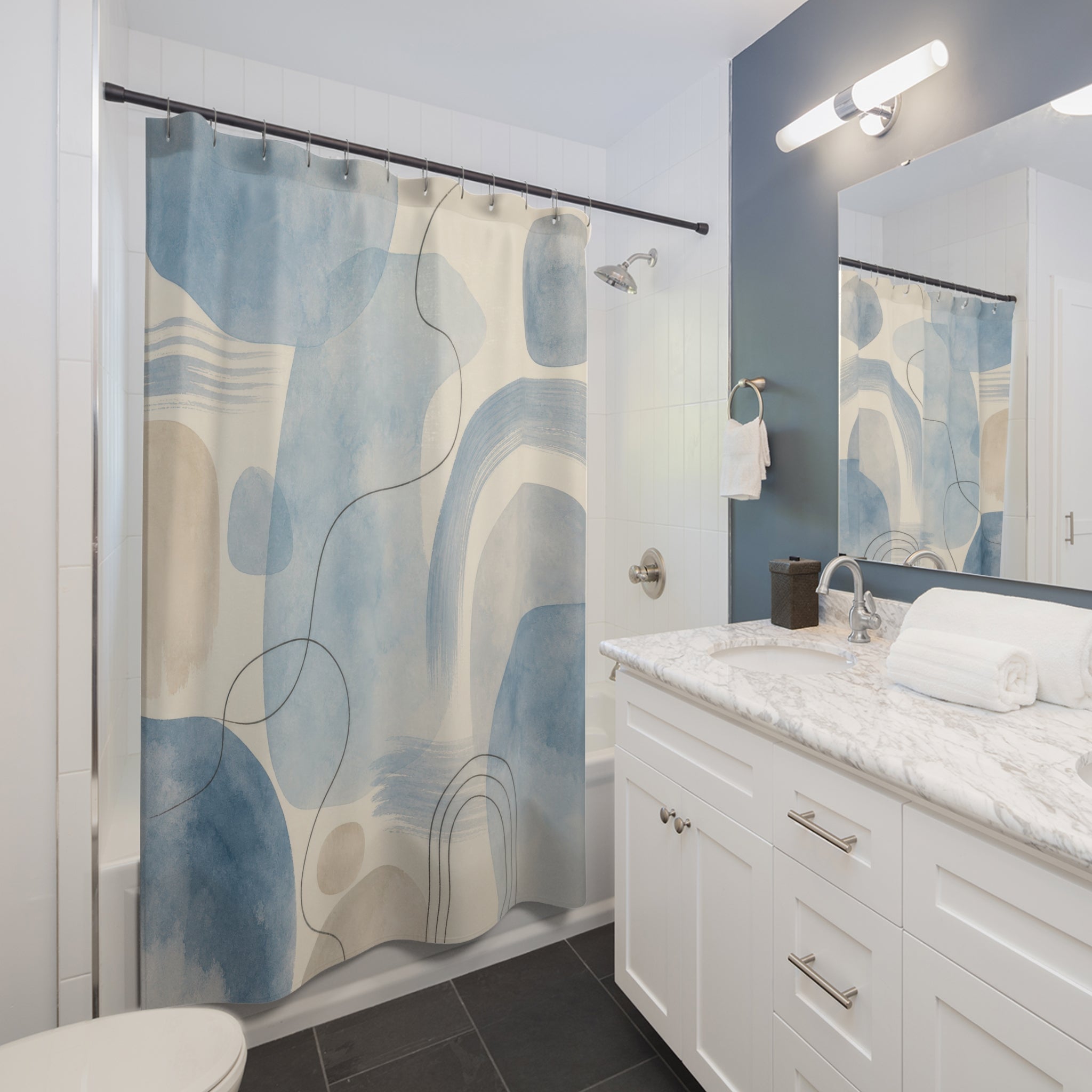 Light Blue Abstract Shower Curtain