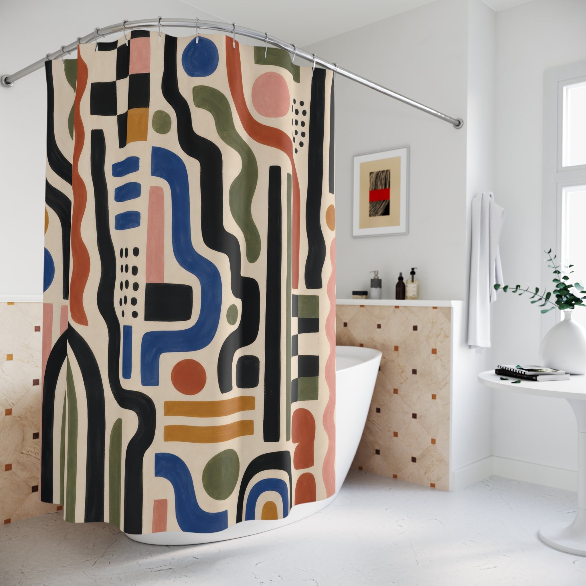 Colorful Memphis Abstract Shower Curtain