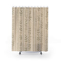 Beige Floral Stripe Farmhouse Shower Curtain