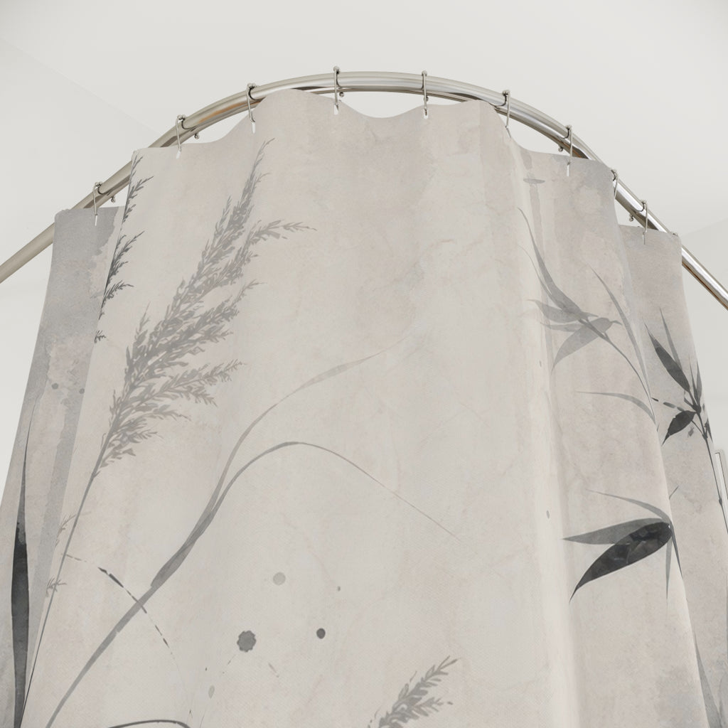 Gray Meadow Grass Shower Curtain