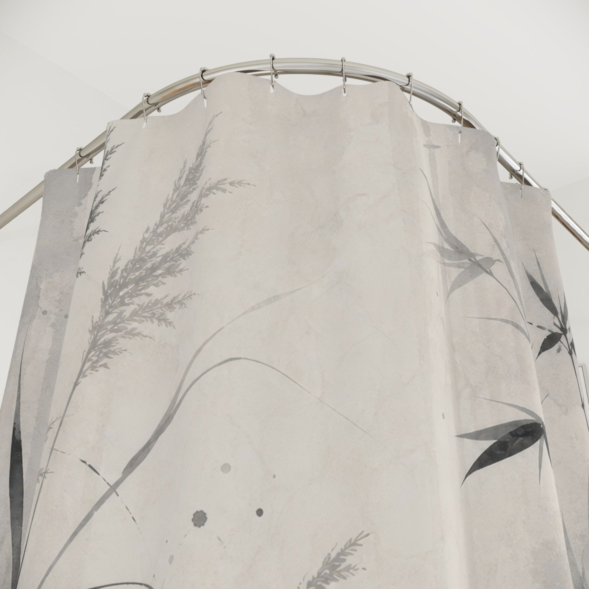 Gray Meadow Grass Shower Curtain
