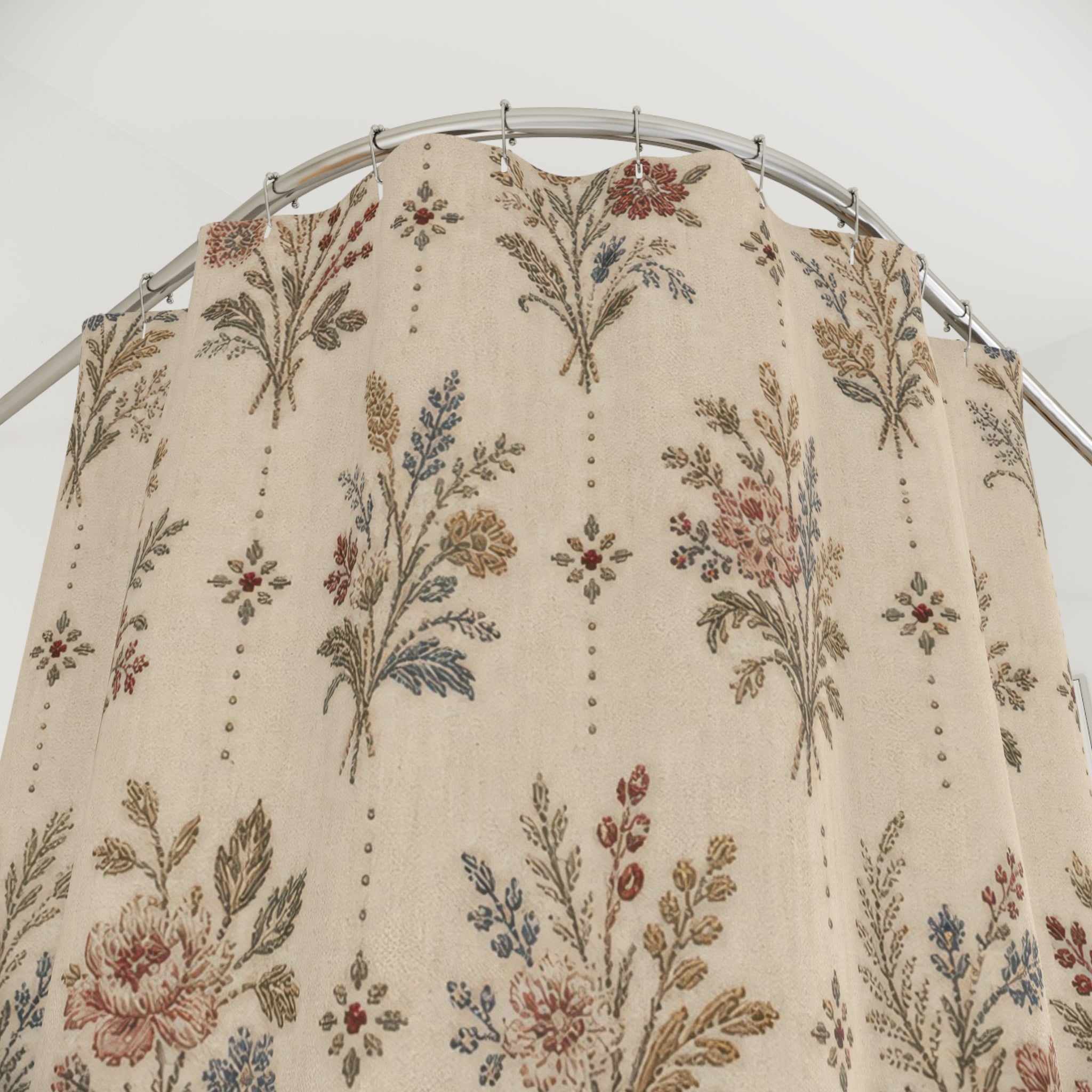 Vintage Botanical Sprig Farmhouse Floral Shower Curtain