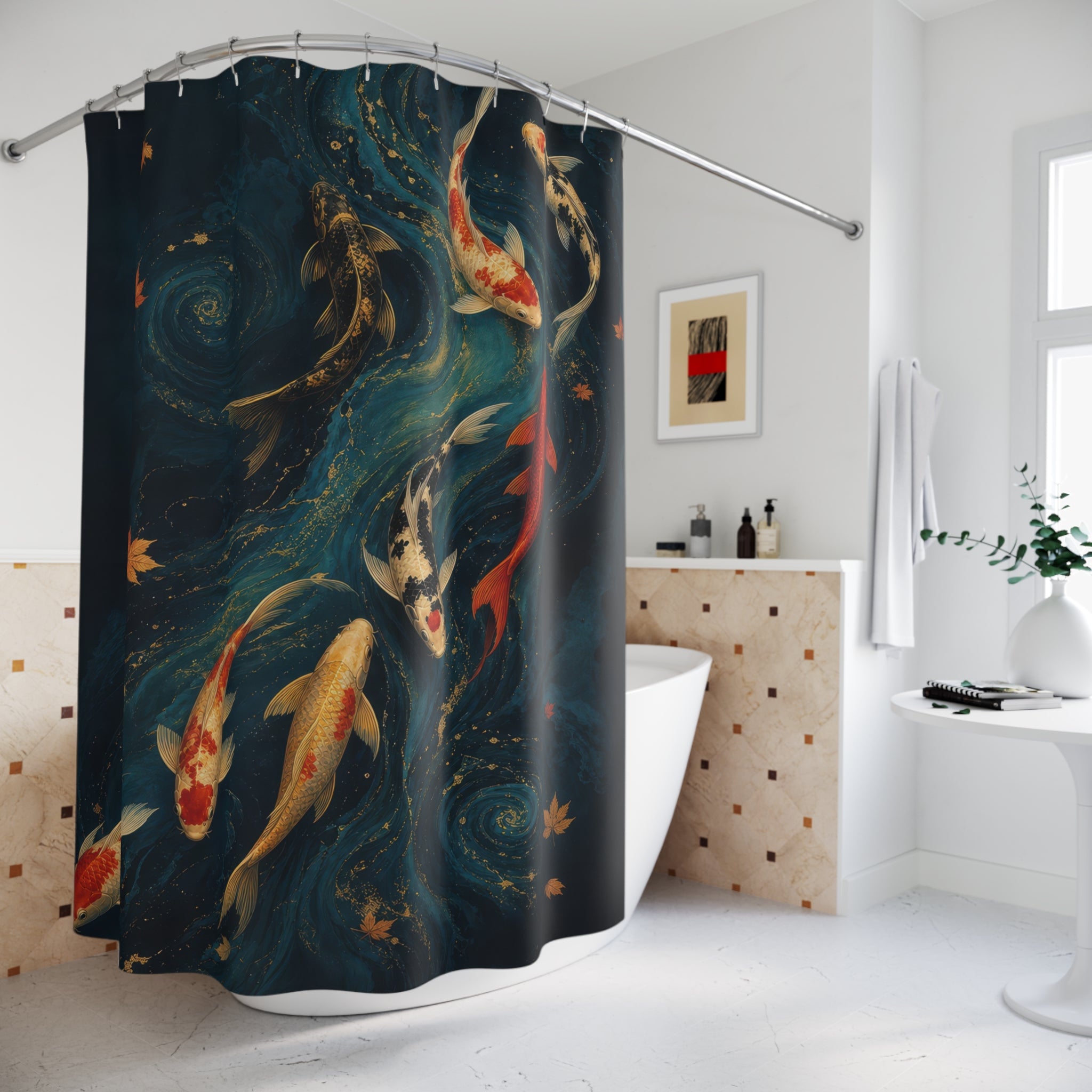 Jewel Koi Elegant Shower Curtain