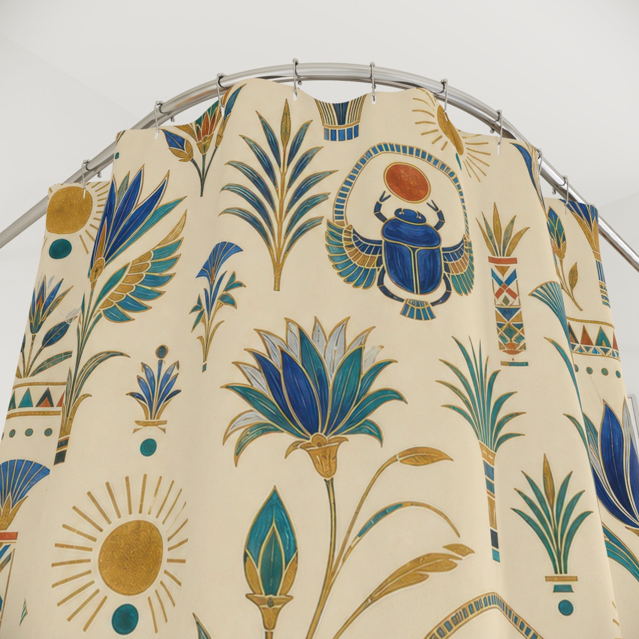 Egyptian Scarab Blue Shower Curtain