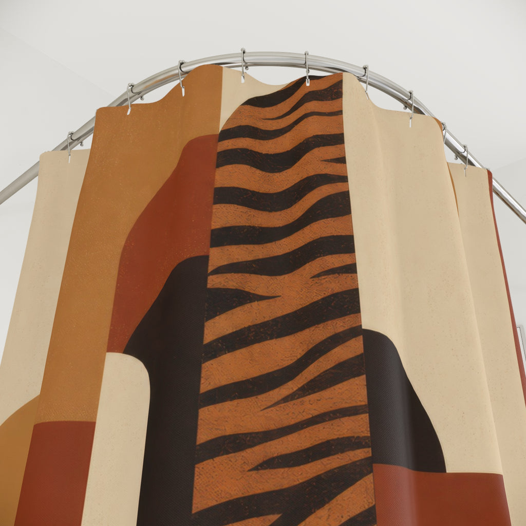 Warm Geometric Tiger Stripe Shower Curtain