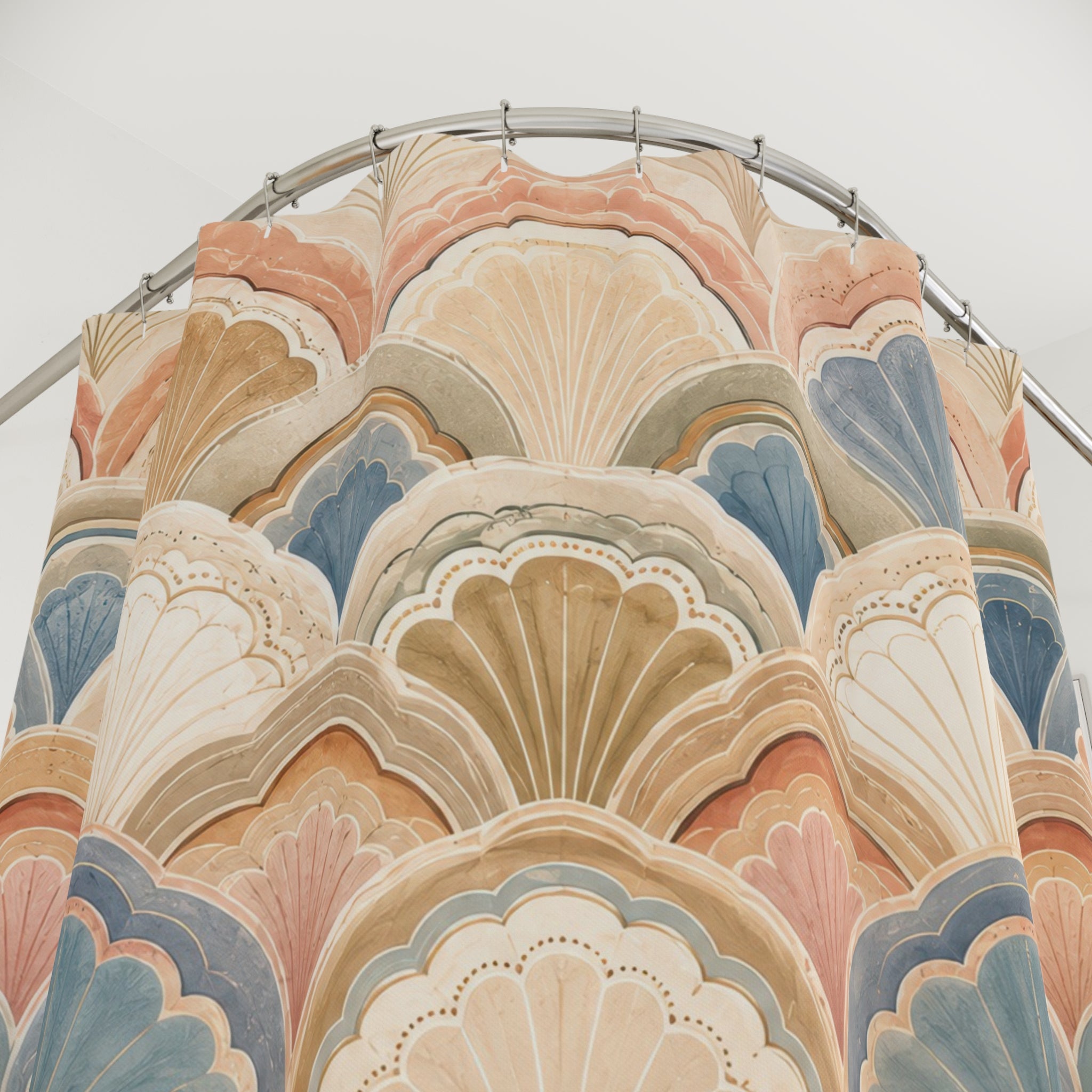Scalloped Shower Curtain: Art Deco Fan