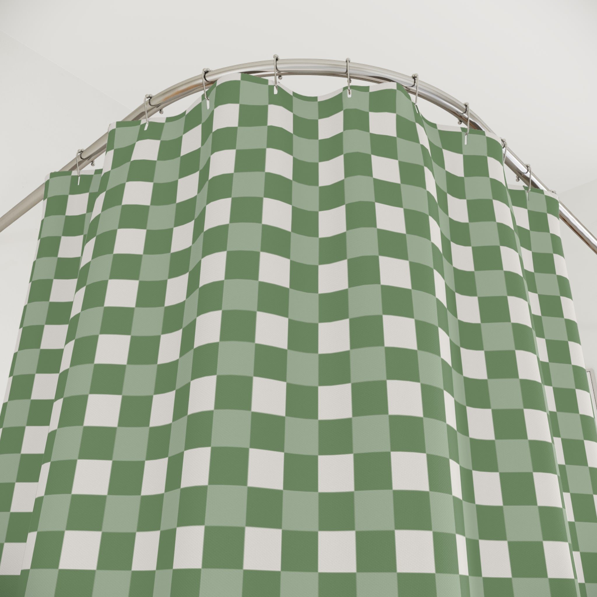 Sage Green Gingham Shower Curtain – Cream Cottage