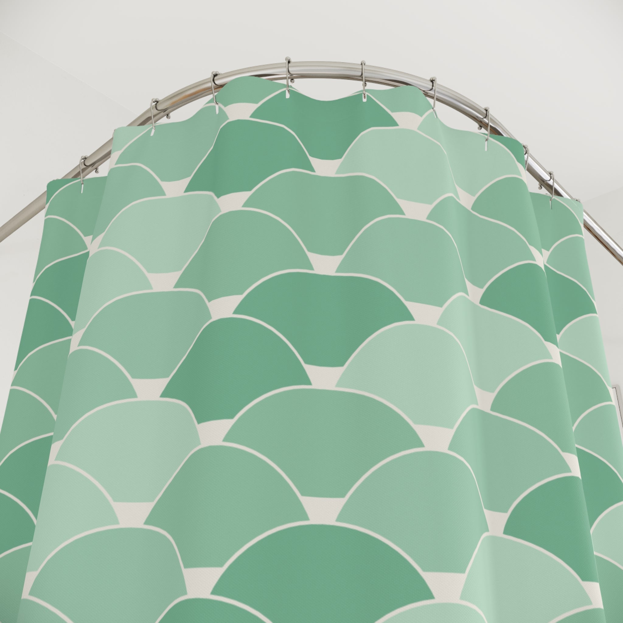 Green Mint Shower Curtain: Scalloped Cabana