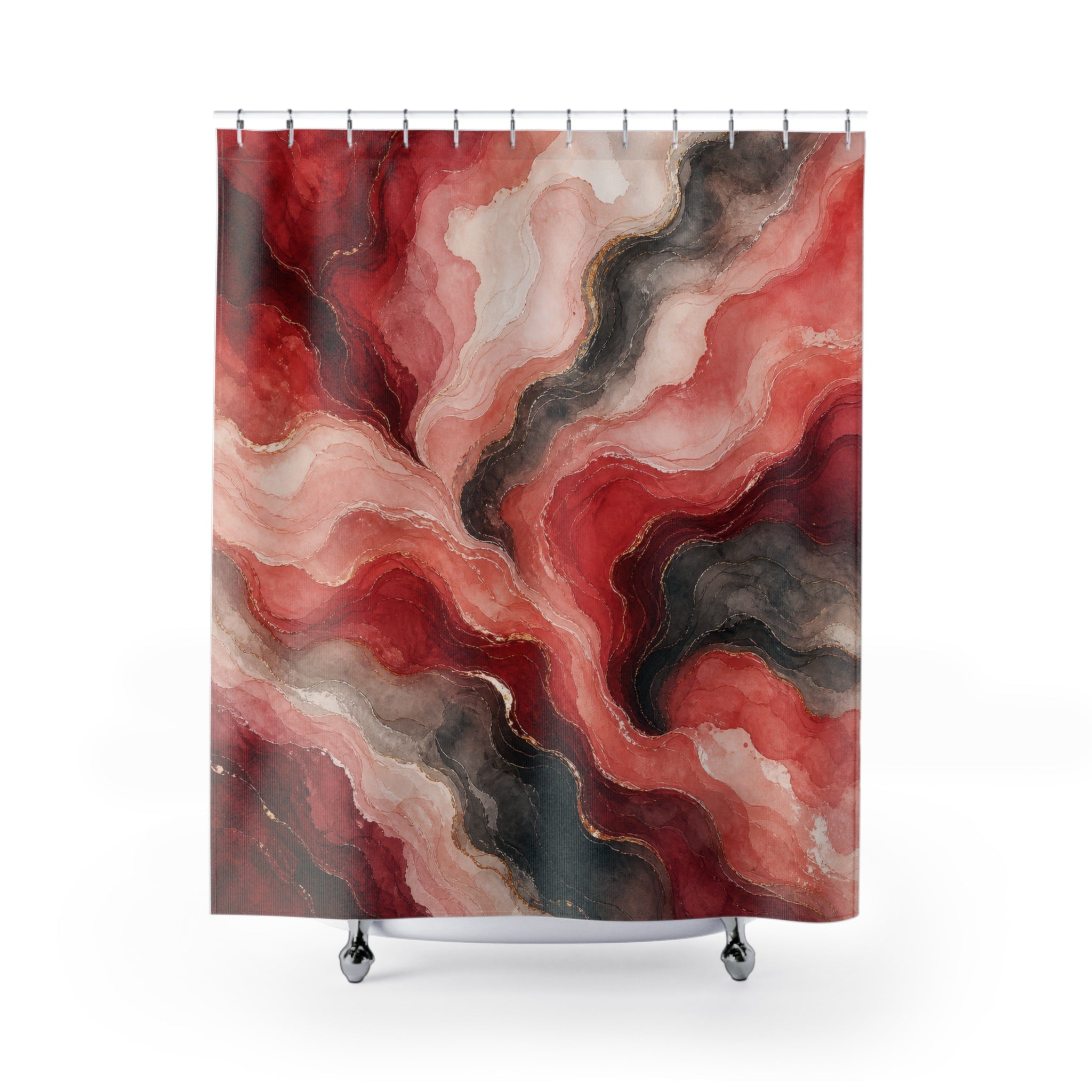 Red Marble Shower Curtain