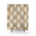 Beige Tan Checkerboard Shower Curtain