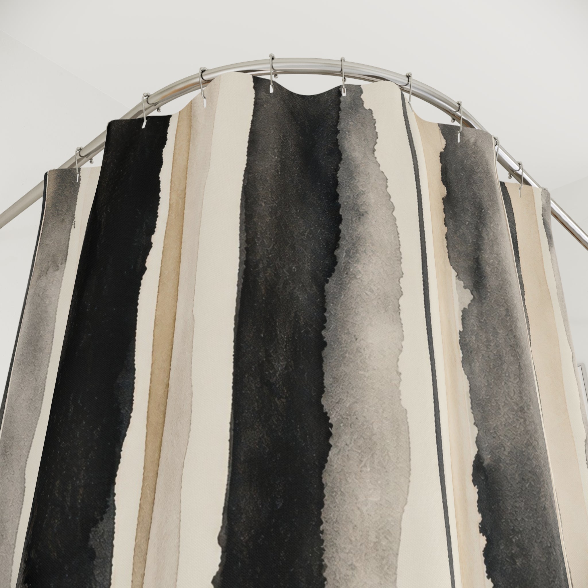 Gray Ivory Vertical Stripe Shower Curtain