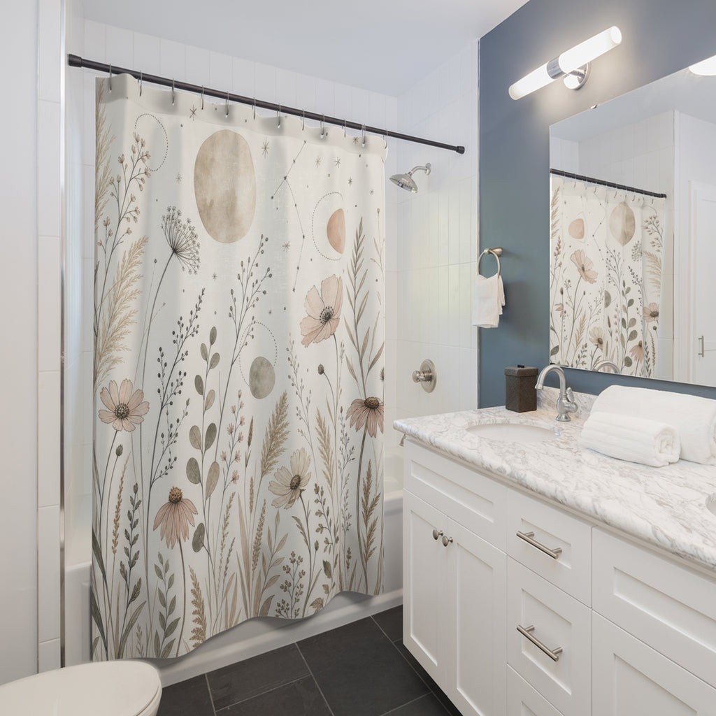 Botanical Line Art Shower Curtain