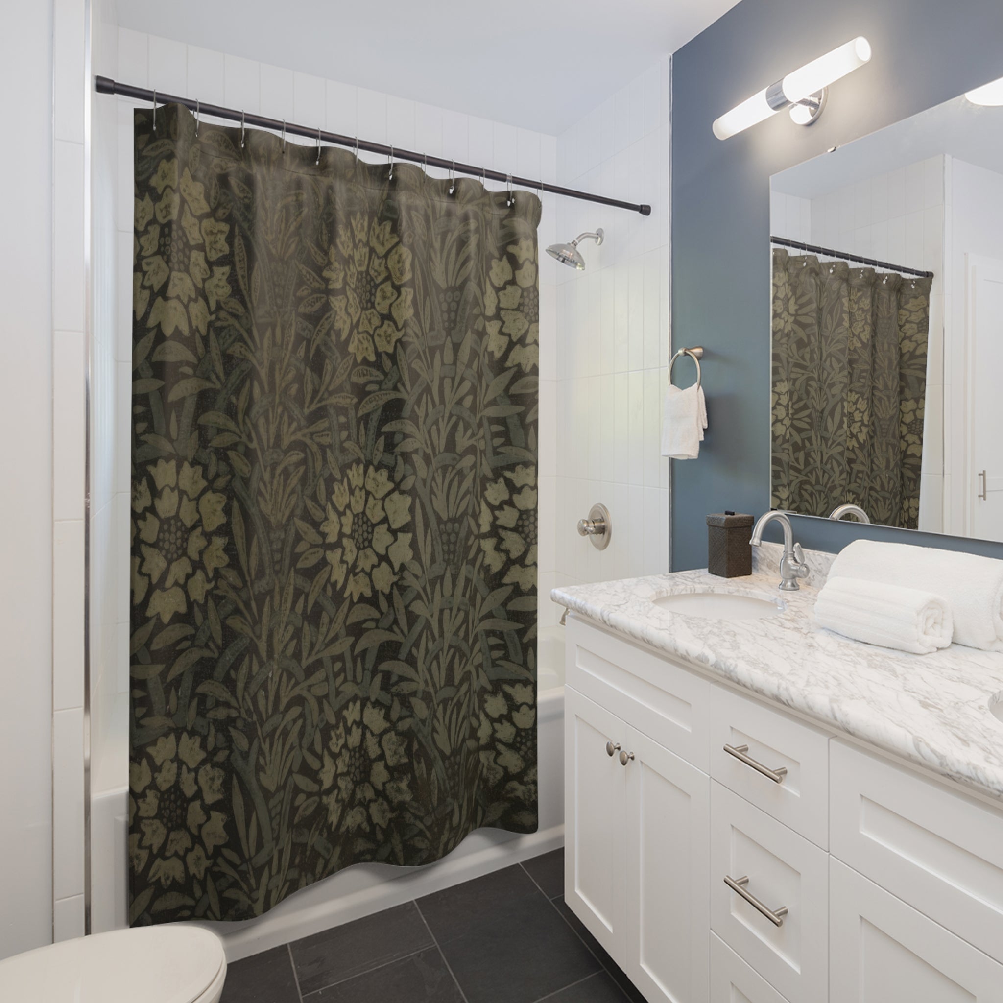 Morris Marigold Shower Curtain – 1875 Olive Green