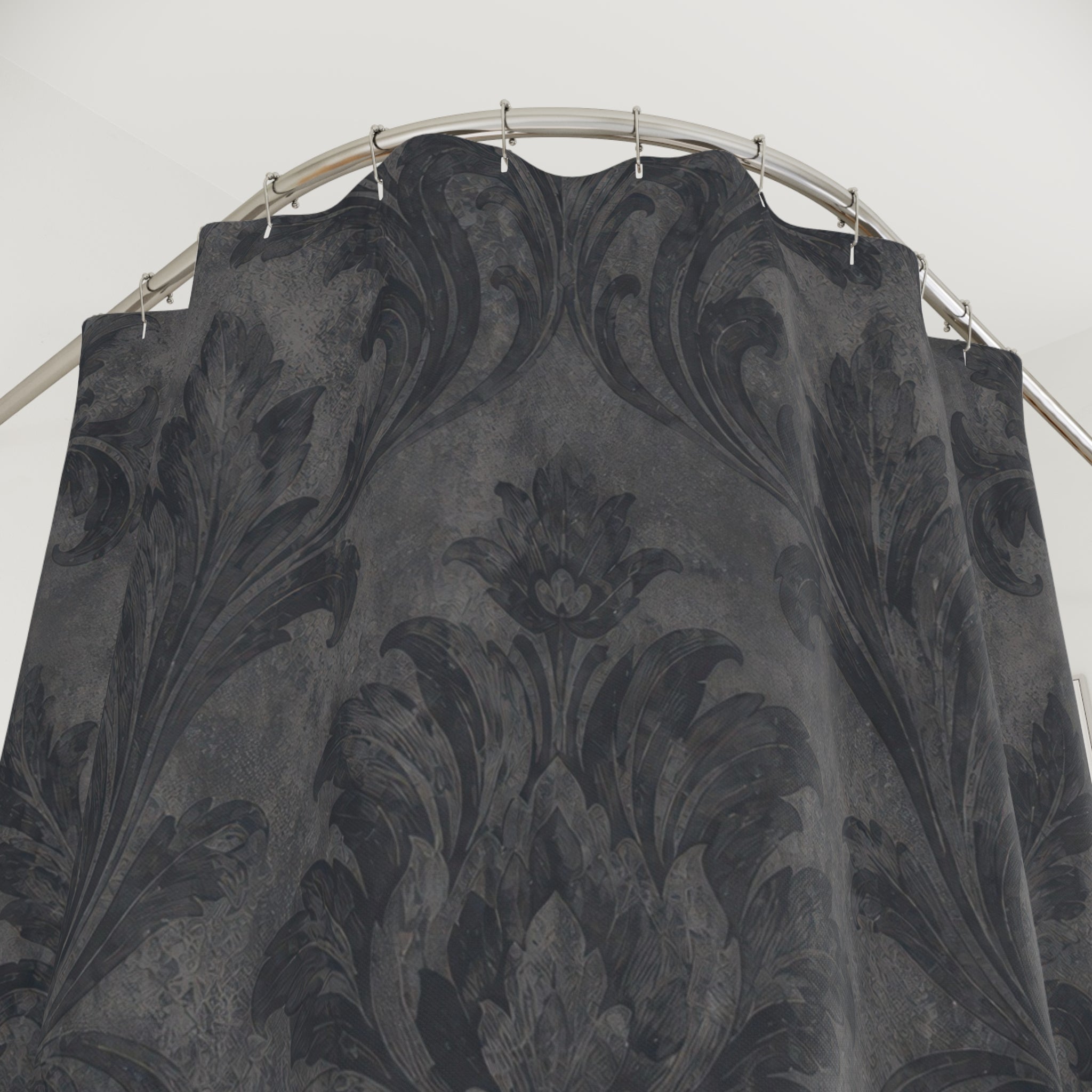 Charcoal Grey Damask Shower Curtain