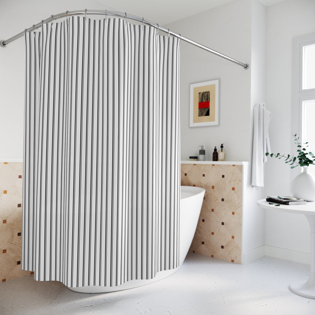 Black Pinstripe Shower Curtain