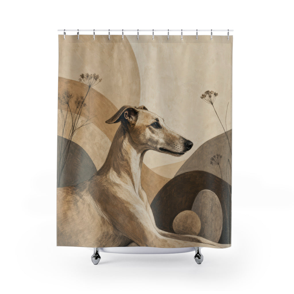 Sandstone Sighthound Beige Dog Shower Curtain