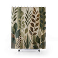 Green Brown Botanical Shower Curtain