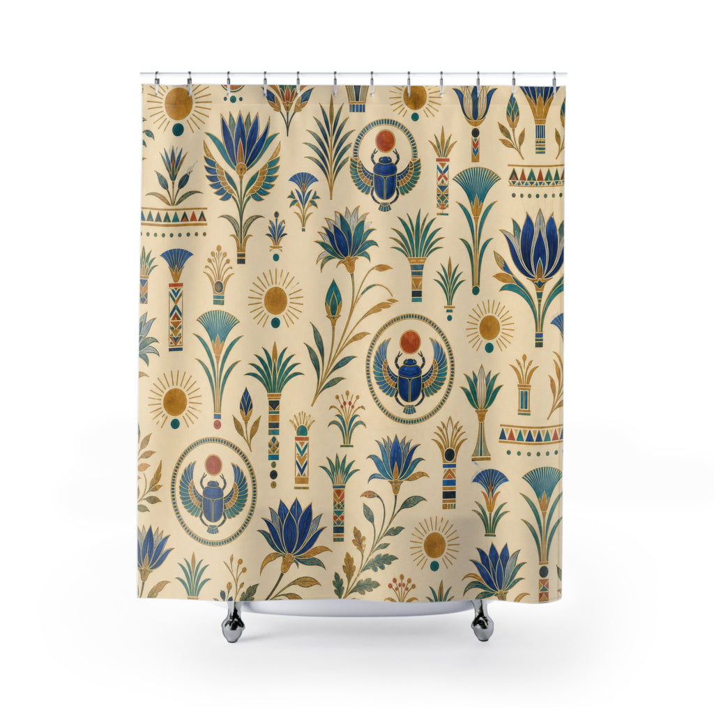 Egyptian Scarab Blue Shower Curtain