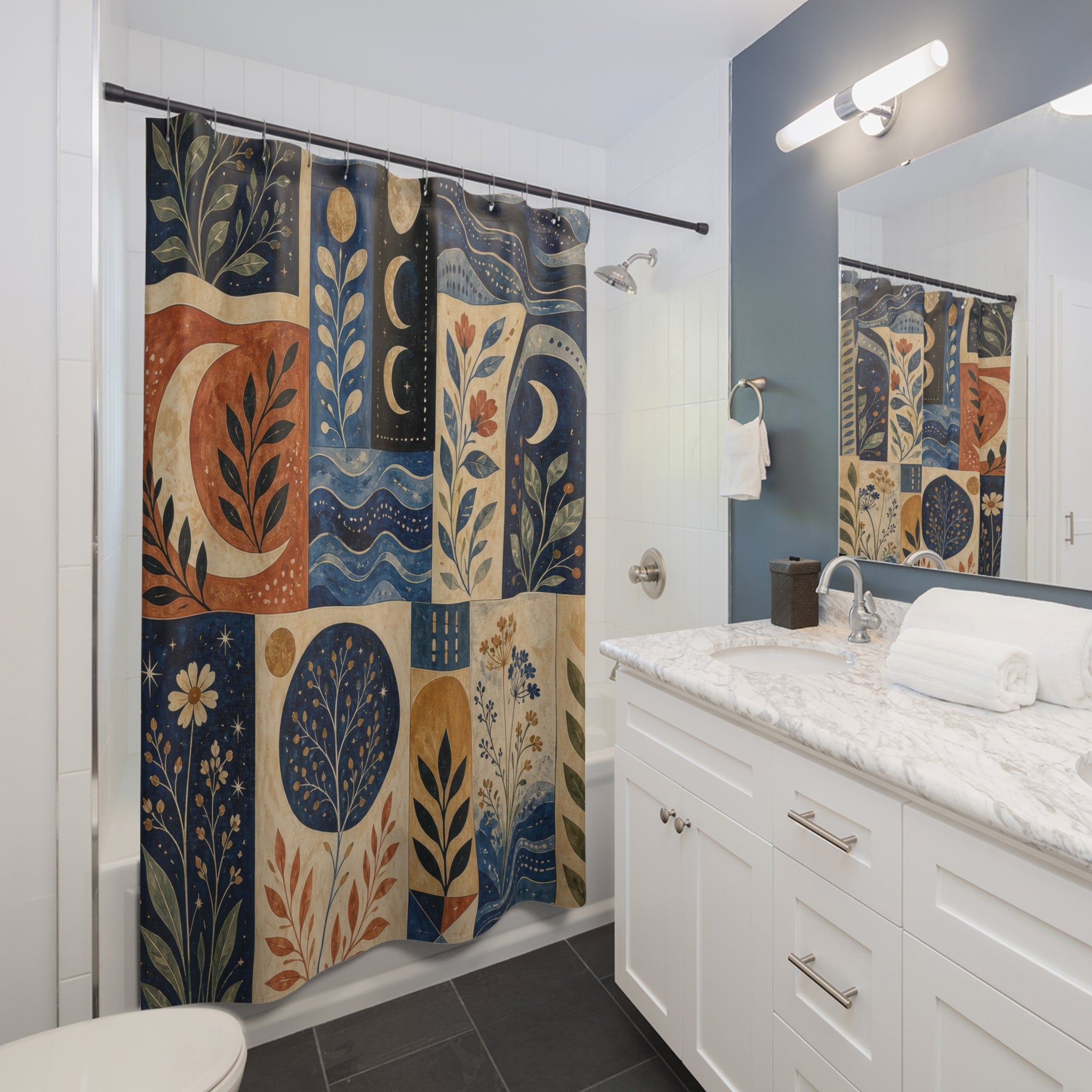 Indigo Moon Garden Shower Curtain