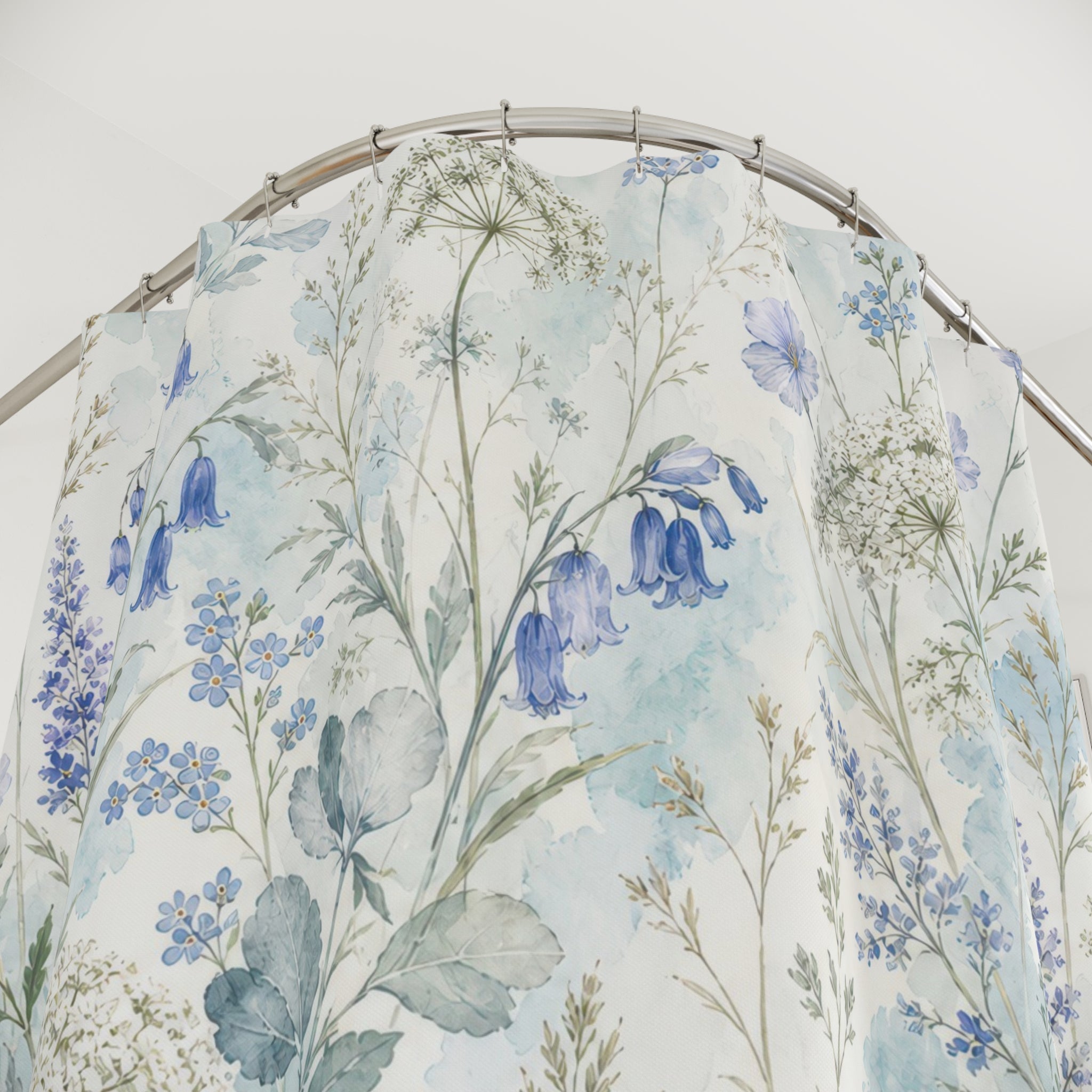 Pale Watercolor Wildflower Shower Curtain