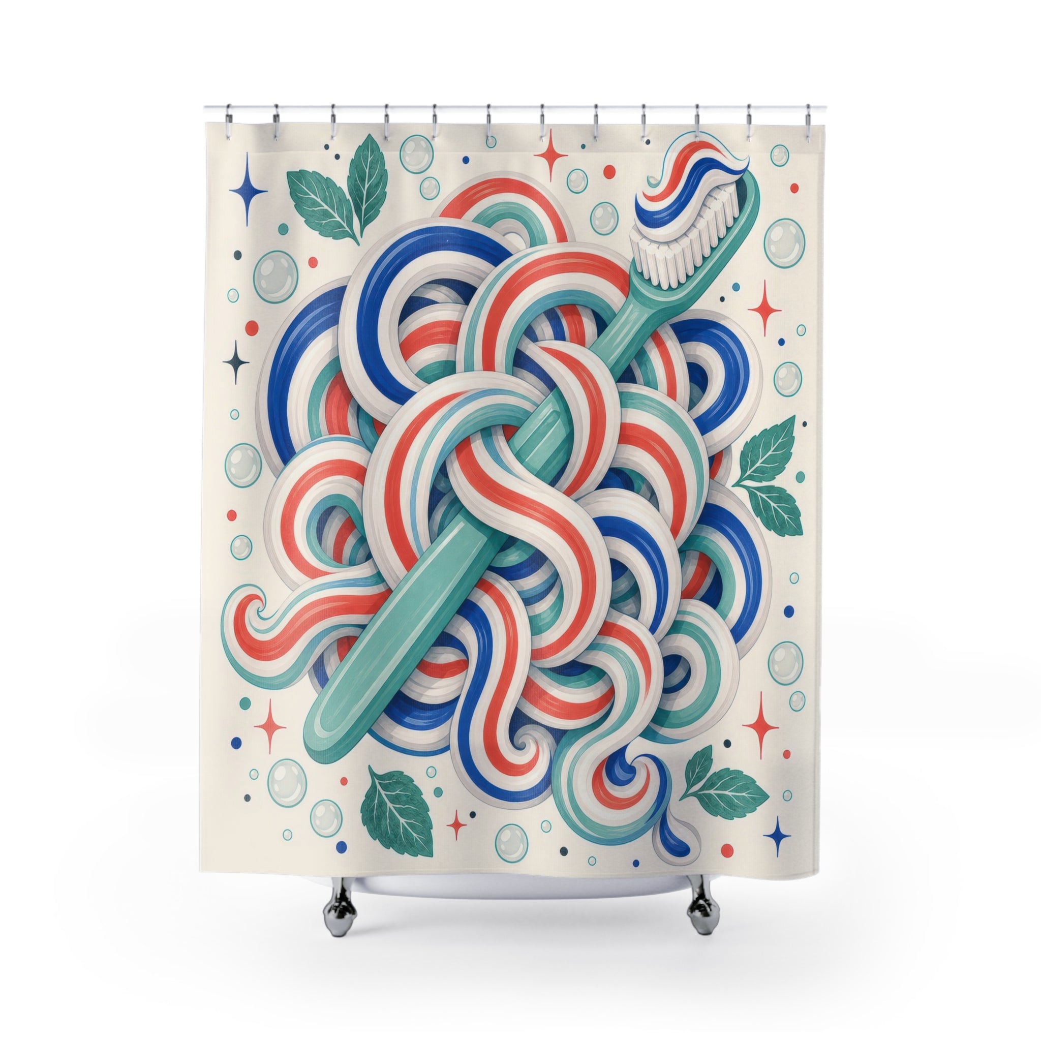 Tangled Toothbrush Stripe Shower Curtain