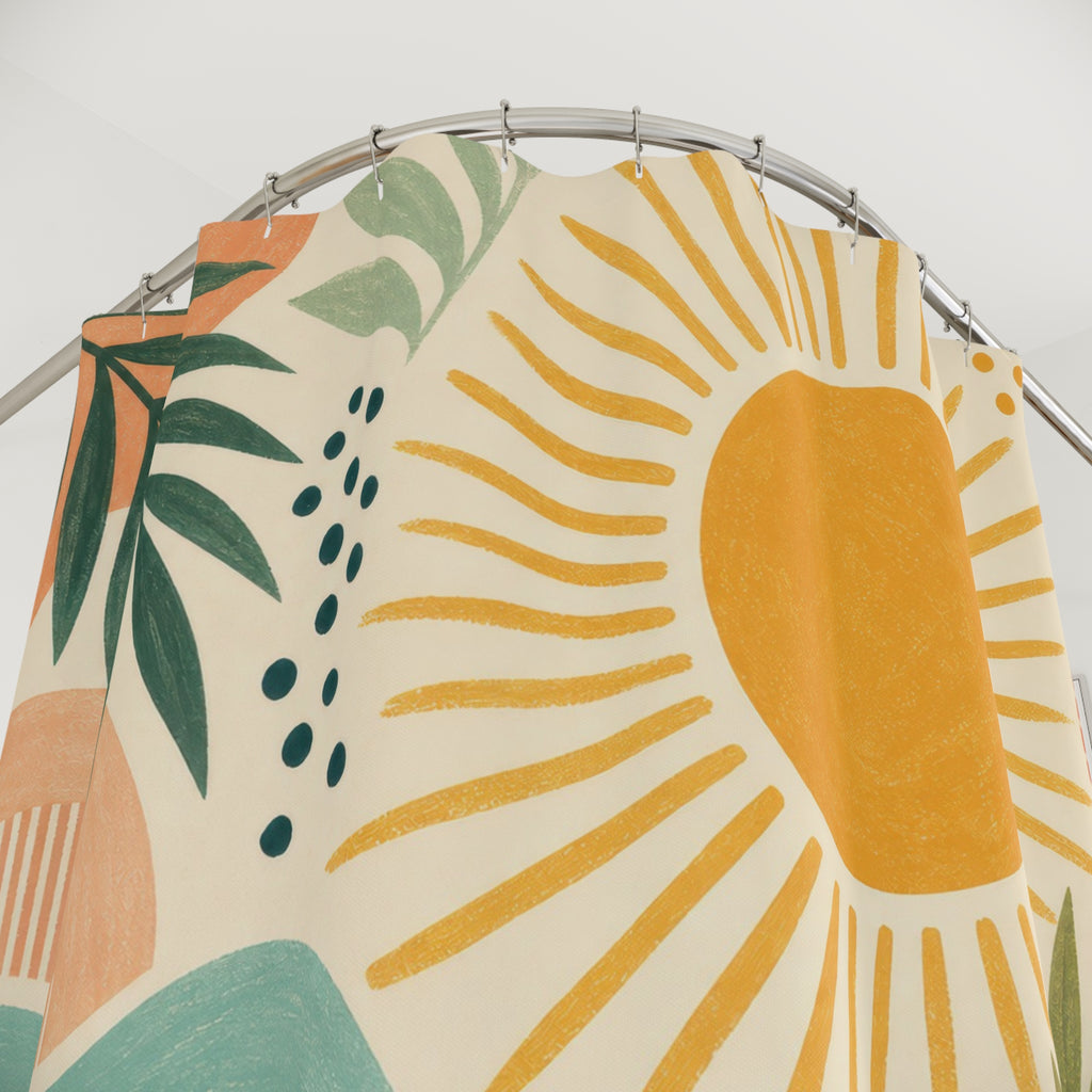 Yellow Sun Palm Shower Curtain