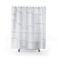 Modern White Shower Curtain, Geometric Bath Decor, Rounded Rectangle Pattern, Minimal Guest Bathroom Decor, Clean Spa White Style Decor