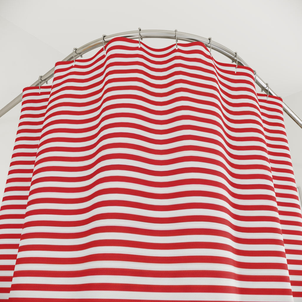Red White Modern Pinstripe Shower Curtain
