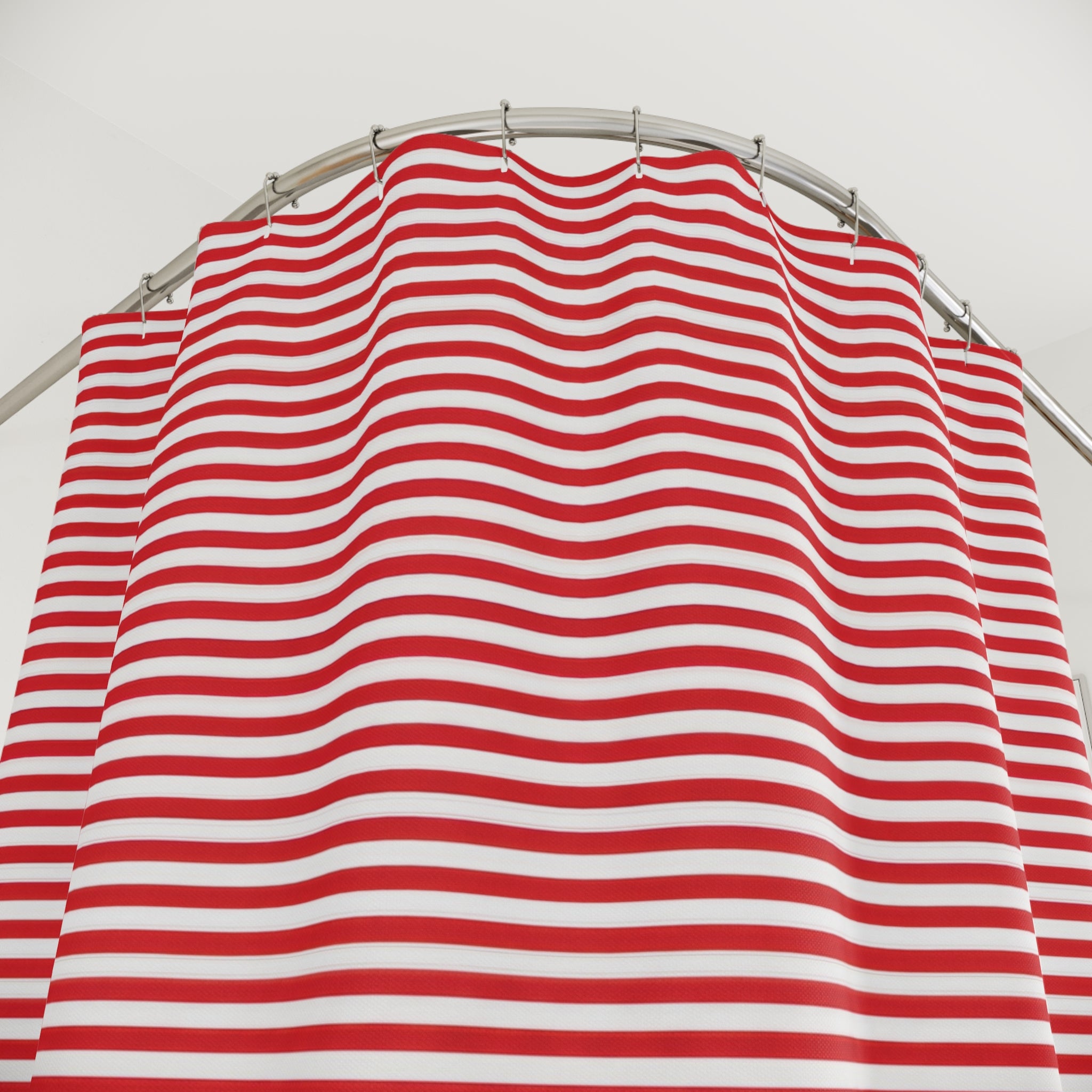 Red White Modern Pinstripe Shower Curtain