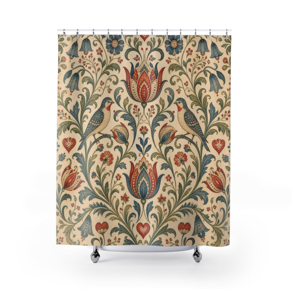 Folk Floral Vine Shower Curtain