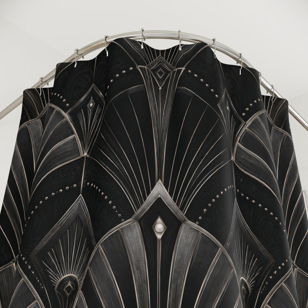 Black and Silver Art Deco Shower Curtain
