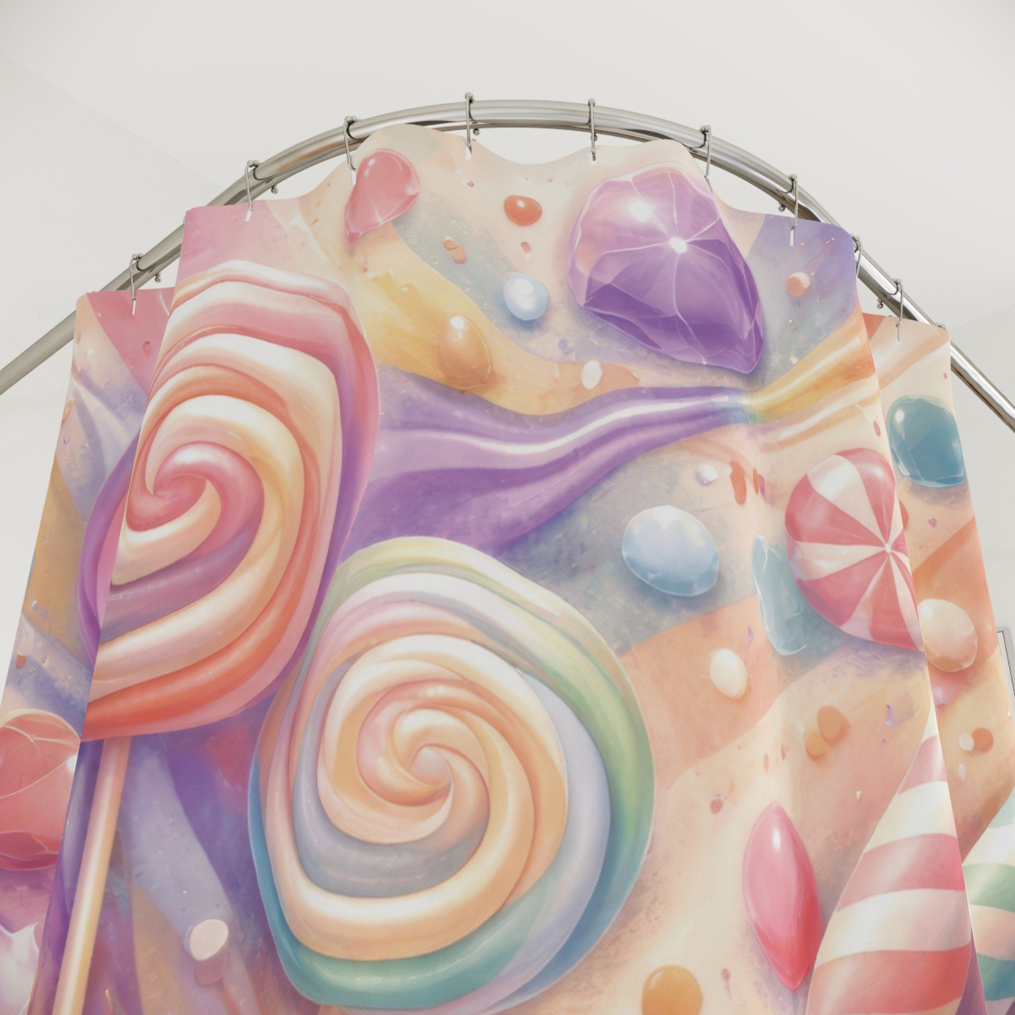 Pastel Candy Swirl Shower Curtain – Rainbow