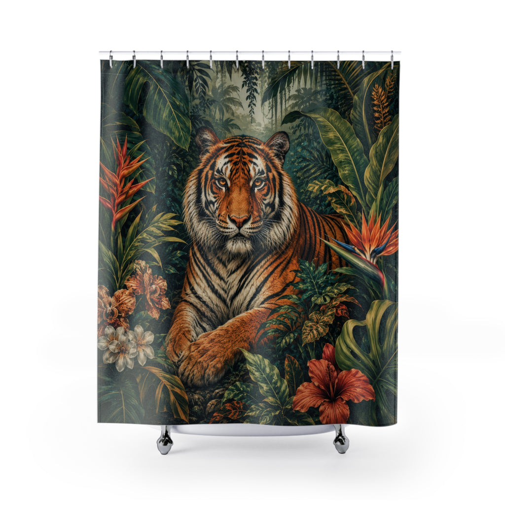 Tiger Shower Curtain: Tropical Jungle
