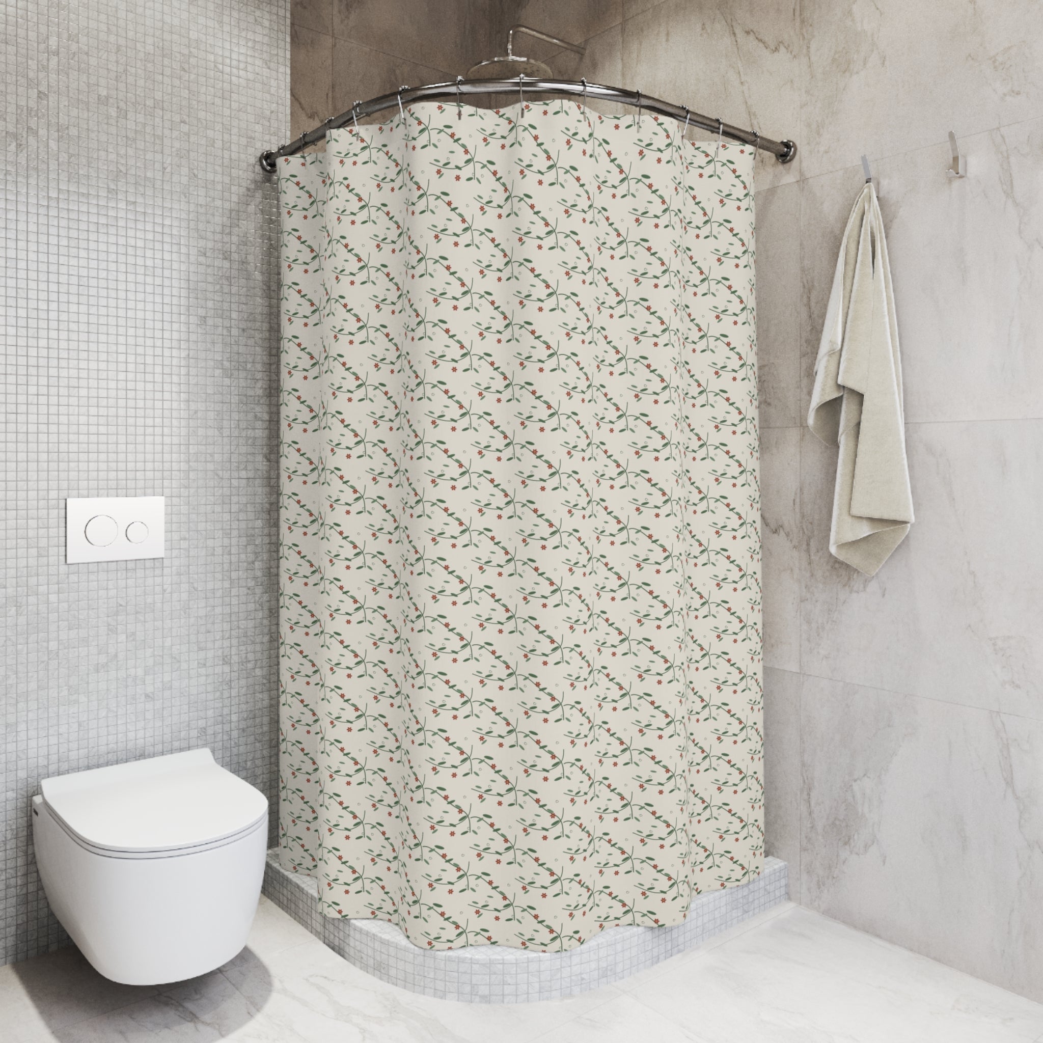Art Nouveau Vine Shower Curtain – Sage Green & Cream