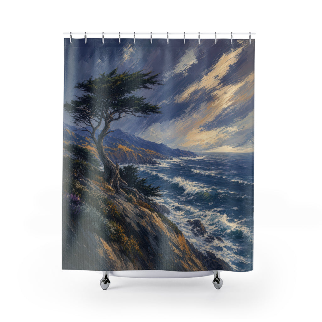 Windswept Cypress Coastal Shower Curtain