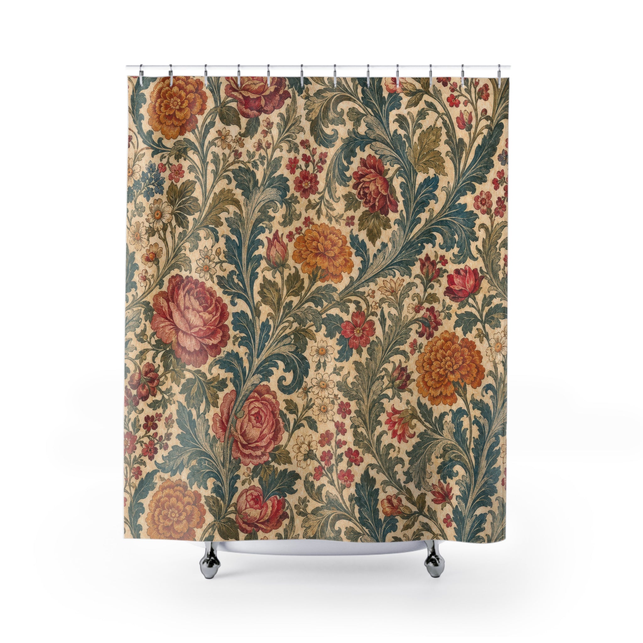 Arts and Crafts Rose Vine Shower Curtain