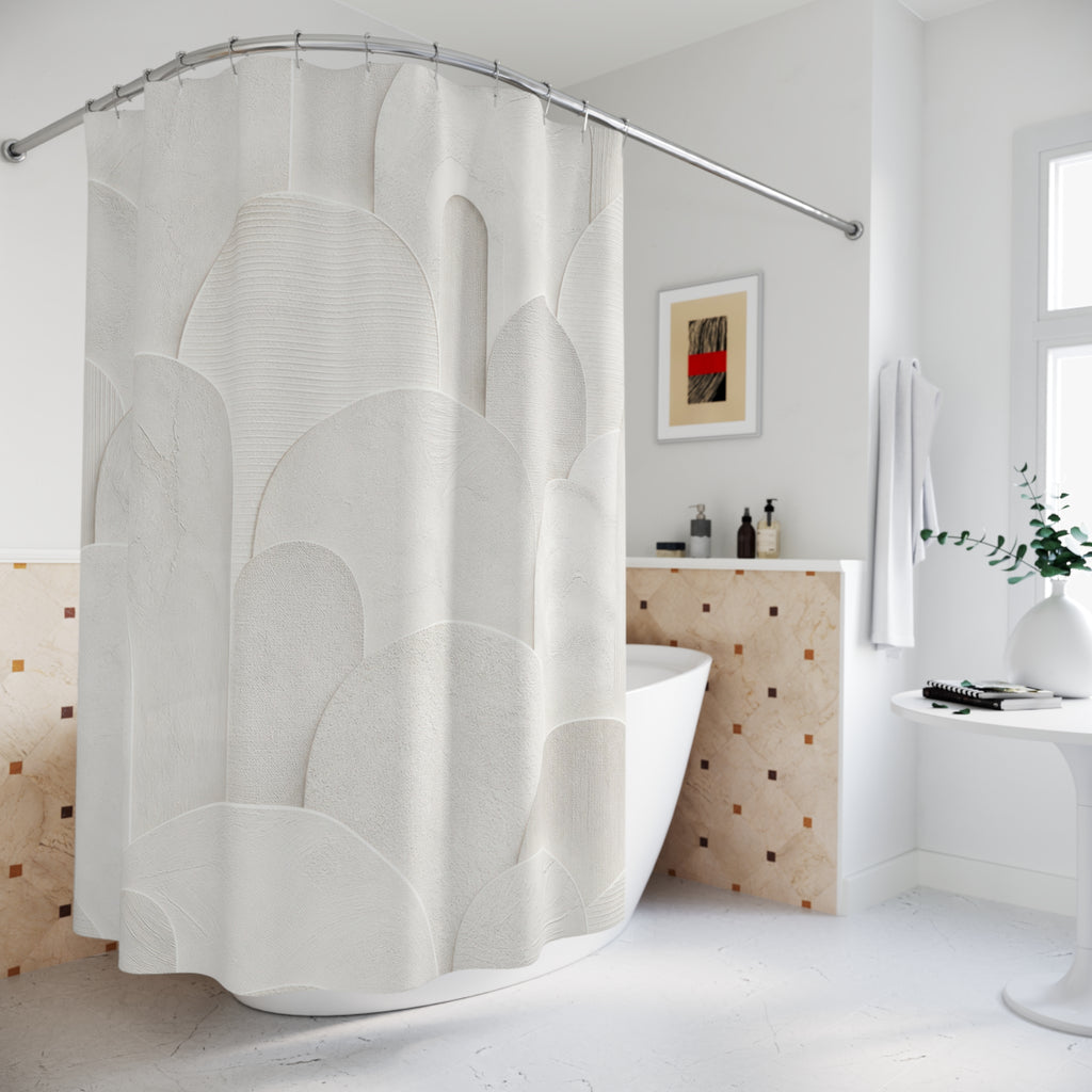 White Abstract Arches Shower Curtain