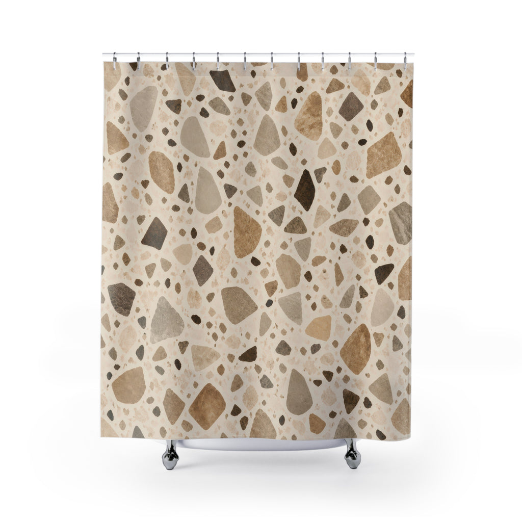 Beige Brown Stone Chip Shower Curtain