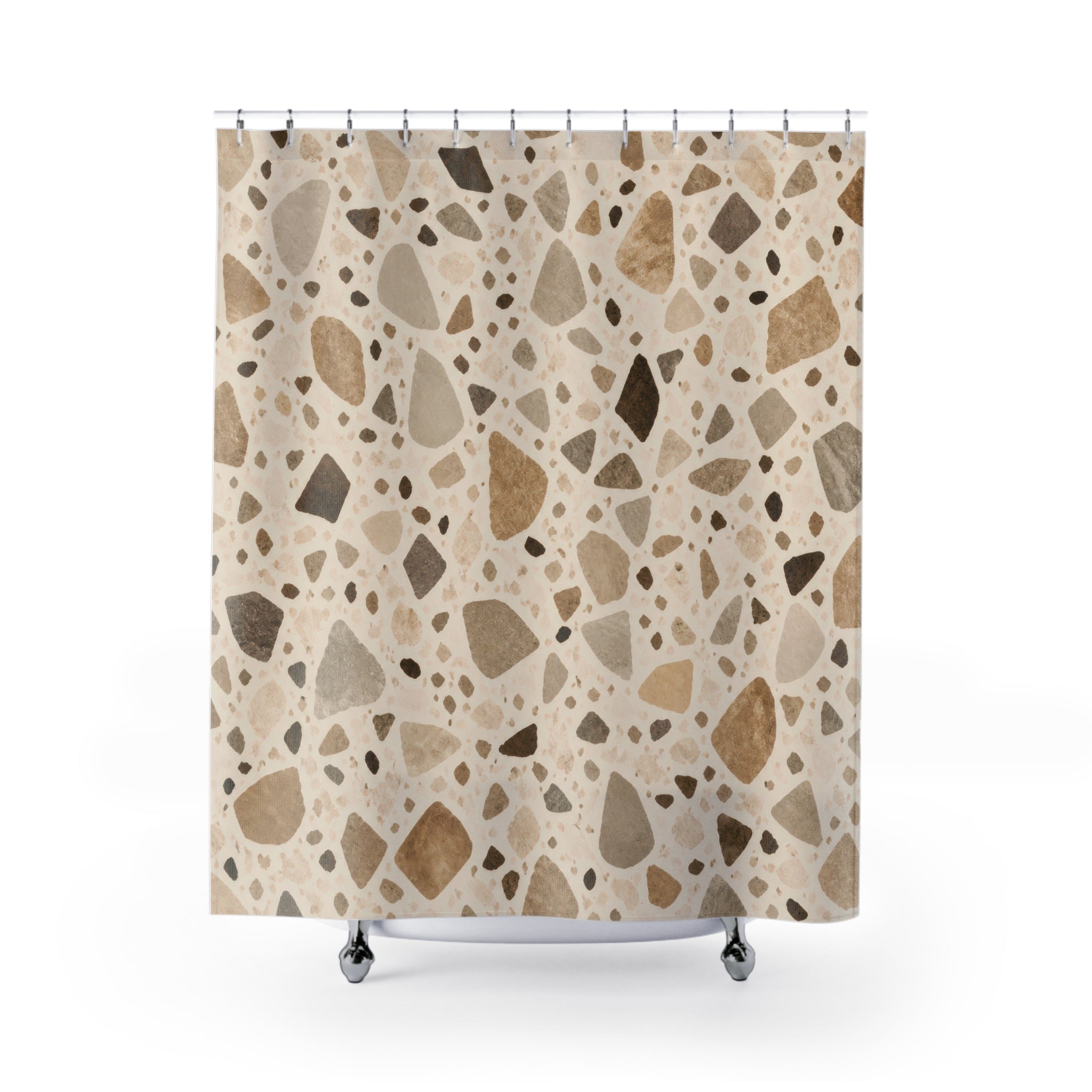 Beige Brown Stone Chip Shower Curtain