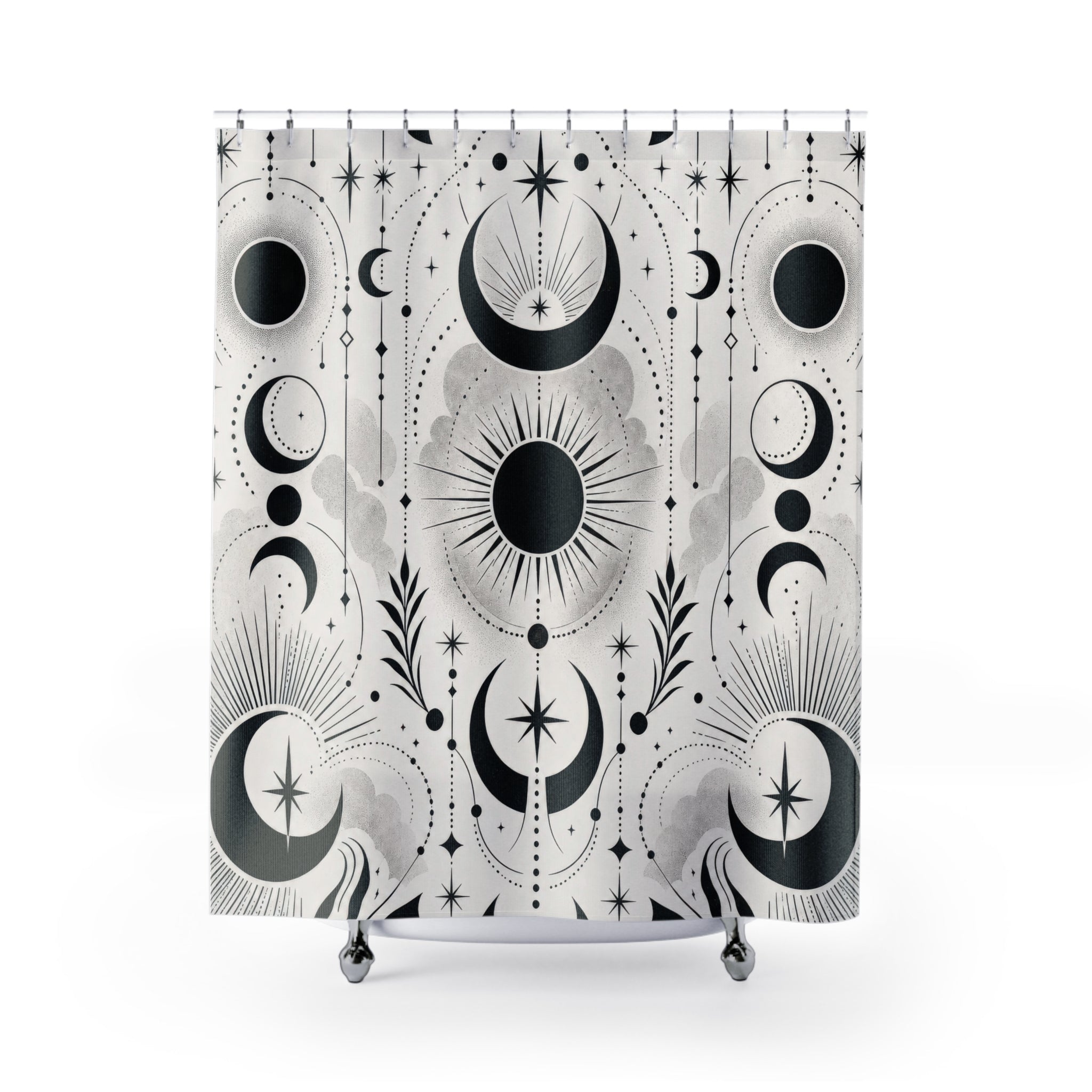 Black White Celestial Shower Curtain