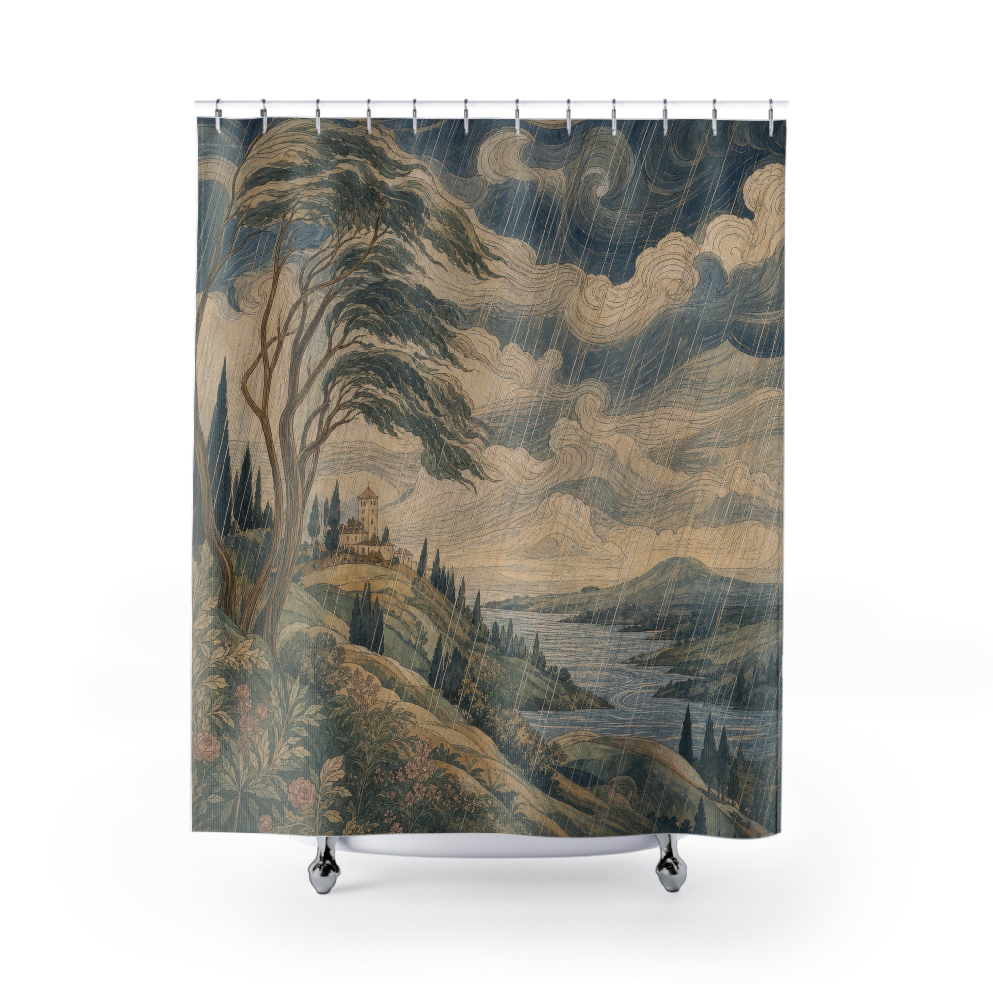 Wind Bent Landscape Print Shower Curtain